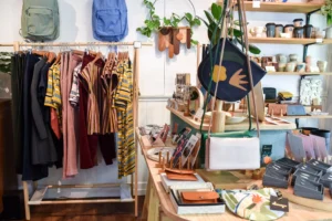 Image shows cluttered, but curated, interior of a quirky retail store.