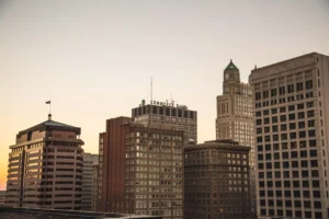 Image of skyline of Kansas City during sunset
